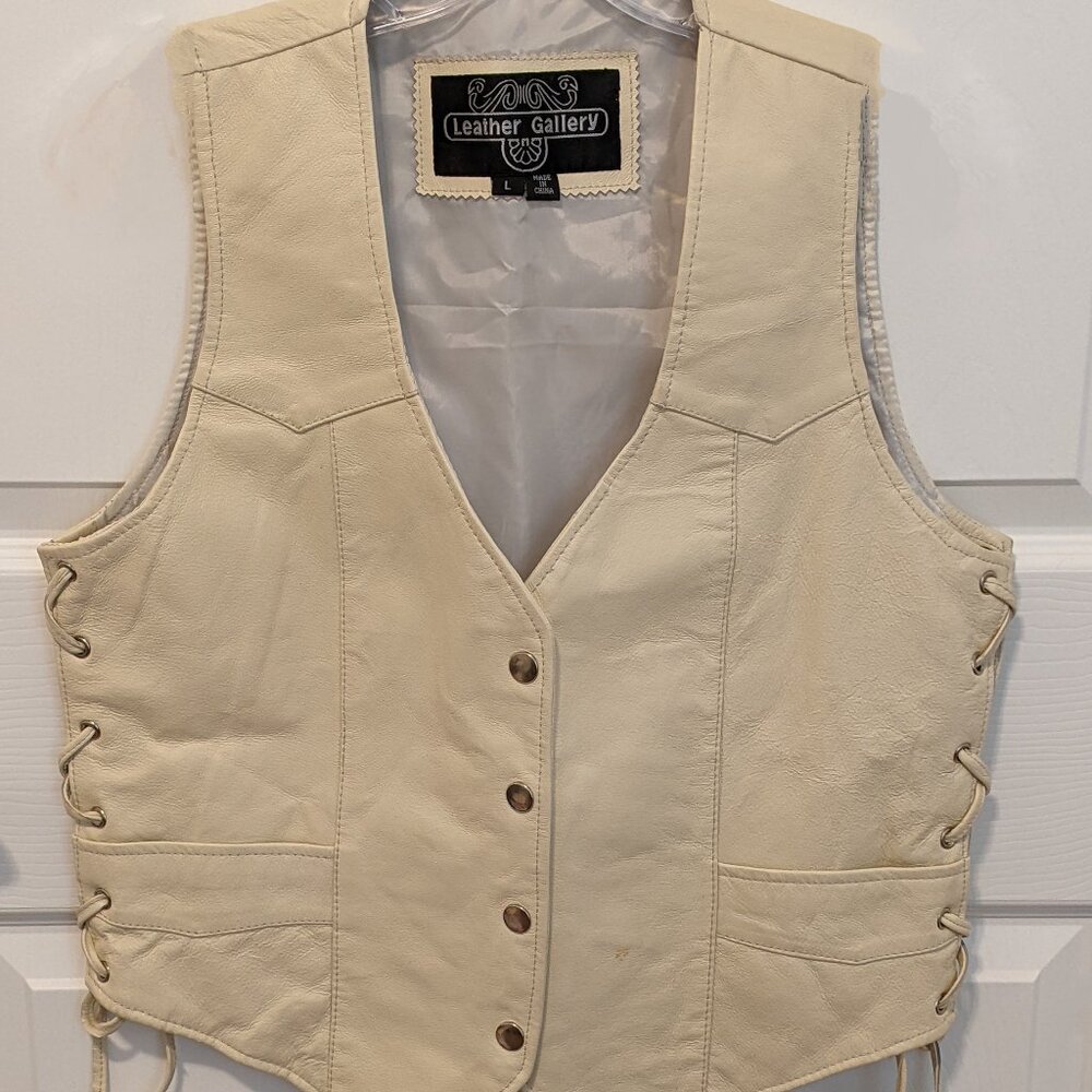 LEATHER GALLERY Ladies Western Vest Cream Large